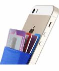 Blue Slim Mobile Cell Phone Credit Card ID Holder Wallet Stick On Pocket Sleeve 