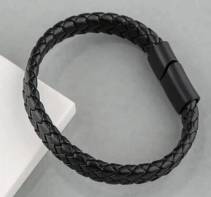 Lederarmband Schwarz Herren mit Magnetverschluss - Bild 1 von 4