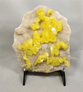 Sulfur on Aragonite with Calcite, Cozzo Disi Mine, Sicily, Italy, #sulf10 - Picture 1 of 11
