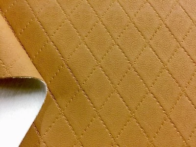 Kunstleder Meterware Steppnaht Optik Karo gesteppt Farbe CAMEL mit Garn Struktur - Bild 1 von 4