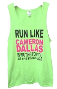 Fruit Of the Loom Tank Top Neon Cameron Dallas Running Motivation Humor Size S - Picture 1 of 4