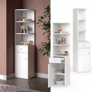 Eckregal Larry Weiß 30 x 135,5 cm mit Tür und Schublade Vicco - Bild 1 von 8