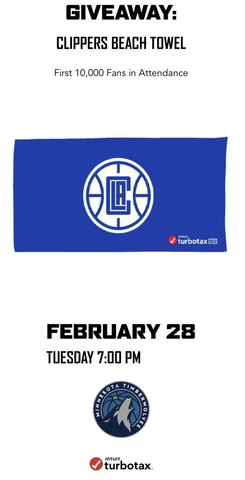 Los angeles clippers beach towel (game day giveaway) on 2/28 Cover