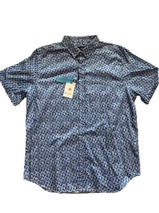 Robert Graham Men's Blue Wade Wave Print Short Sleeve Button Down Shirt 2XL NWT - Picture 1 of 11