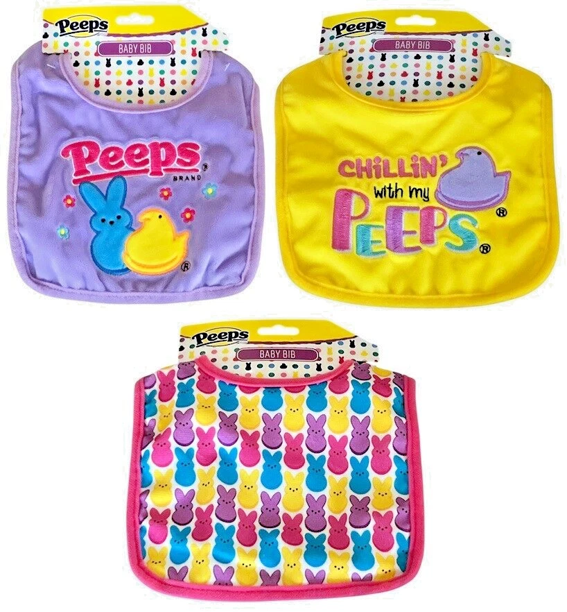 PEEPS Baby Bib Lot of 3 Chillin With My Peeps Yellow Pink Purple Infant Bibs NWT - Image 1 of 4
