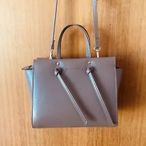 ZARA Tote Bag Womens Mocha Brown Structured Twin Handle Small - Picture 1 of 10