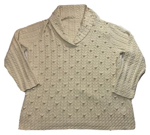 KNIT SWEATER SZ L Beige Shawl Collar - Picture 1 of 4
