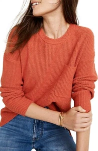 Madewell NUEVO $70 Lápiz labial cuadrado Thompson bolsillo cuello redondo Suéter talla XXS - Imagen 1 de 6