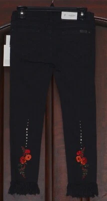 Pantalones de mezclilla ajustados bordados florales 7 para toda la humanidad para niñas - talla 10 para niños grandes Foto 1 de 3