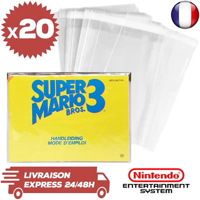 20 Protections Sachet Pochette Refermable Notice Jeux Nintendo NES Neufs - Photo 1/4