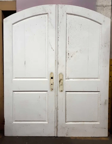 64"x83" Pair Antique Vintage Old Double Arched SOLID Wood Wooden Interior Doors Cover