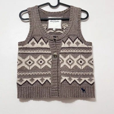 Chaleco Suéter Abercrombie & Fitch Niñas Abotonado Talla XL Marrón/Beige/Crema ☼ Foto 1 de 4
