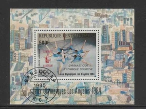 CENTRAL AFRICAN REPUBLIC #C302A 1984 SUMMER OLYMPICS MINT VF NH O.G CTO S/S - Imagen 1 de 1