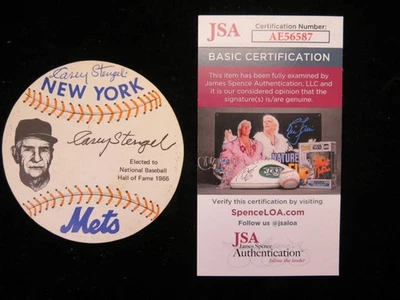 Twice Signed Casey Stengel Signed NY Mets Baseball Autographed Card - JSA COA - Image 1 of 4