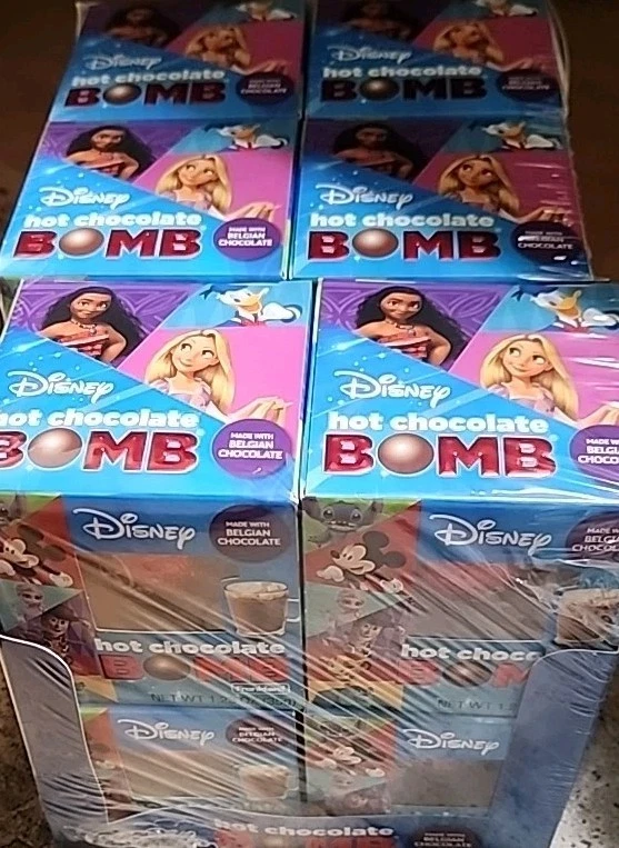 (12) Disney HOT CHOCOLATE BOMBS Chocolate Belga Cajas Individuales Estuche Sellado  Foto 1 de 4