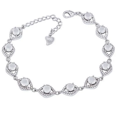 Pulsera hecha a mano de plata de ley 925 Aqua Calcedonia 6-8" T95 Foto 1 de 4