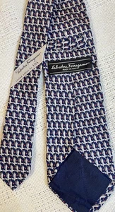 Corbata Edición Limitada en EE. UU. Salvatore Ferragamo - Patrón Águila Blanca 100% Seda - Imagen 1 de 8
