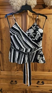 NEW White House Black Market Size 12 V Neck Tie Waist Strappy Top Stretch Back - Picture 1 of 6