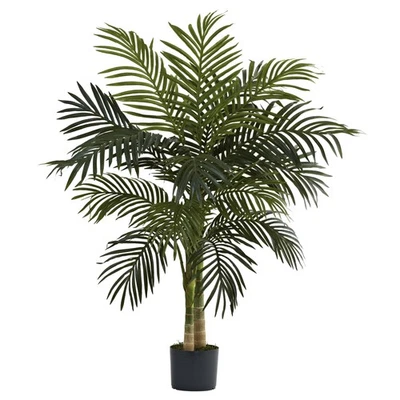 4ft Tall Faux Palm Tree, Golden Cane, Artificial Plant, Green - Image 1 of 4
