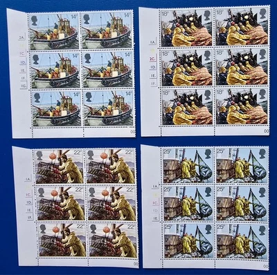 GB QEII 1981 SG1166-1169 FISHING INDUST FULL SET X 4 COLOUR CODED BLOCKS X 6 MNH - Image 1 of 2
