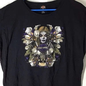 Harley Davidson Damen 2XL Kurzarm Tattoo Art Skull New Orleans Voodoo  - Bild 1 von 7