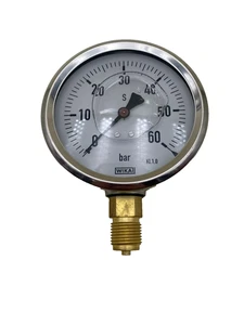 WIKA  Manometer 0 - 60 bar  1/2" Anschluss unten  Ø 100mm  Glycerin  Kl. 1.0 - Picture 1 of 2