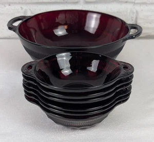 Set 7 Ciotole con Manico Ancoraggio Incoronazione Rubino Reale Frutta Grande + 6 Piccole  - Foto 1 di 18