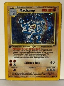Machamp - Holo 8/102 1a Edizione Set Base HP/DMG Pokemon Spedizione Veloce - Foto 1 di 2