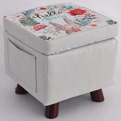 Pouf Cameretta Contenitore in Tessuto Poggiapiedi Porta Giocattoli Grigio - Immagine 1 di 4