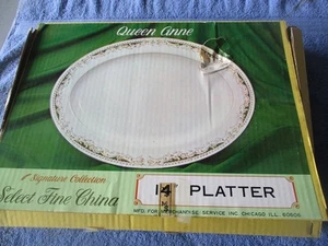 NOS new Vintage Queen Anne Fine China 14" Serving Platter Signature Collection - Picture 1 of 2