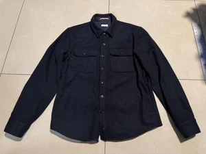 APOLIS GLOBAL CITIZEN Wool Button Shirt Jacket Navy Size Large - Picture 1 of 8