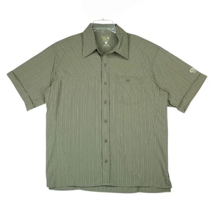 Mountain Hardwear Hemd Herren L Grün Nylon Kurzarm Knopfleiste Freizeit Tasche  - Bild 1 von 15