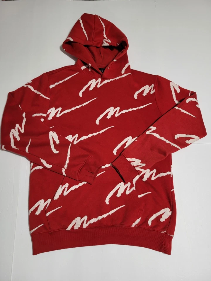 (#B1) BoohooMan Pullover Sudadera con Capucha Talla Para Hombre Mediana MANGA LARGA Rojo/Blanco  Foto 1 de 4