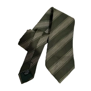 ARMANI Collezioni Krawatte oliv/beige mehrfarbig 100 % SEIDE gestreift Made in Italy - Bild 1 von 7