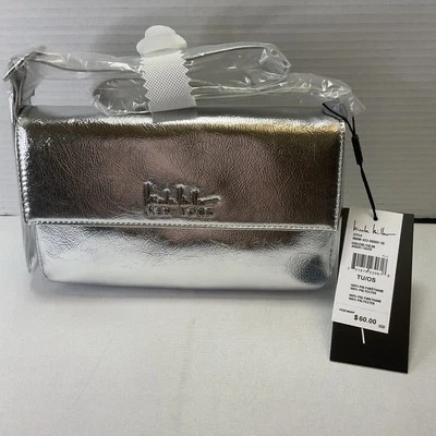 Nicole Miller Silver Vegan Leather Handbag Shoulder Bag NWT $60 - Image 1 of 4