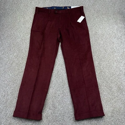 NEW Lauren Ralph Lauren Corduroy Pants Mens 38x30 Red Granberry Pleated Cuffed - Image 1 of 4