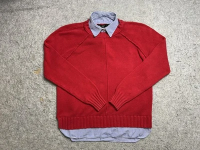 Suéter Lauren Ralph Lauren Mujer Grande Rojo En Capas Camisa Cuello Dobladillo Foto 1 de 4