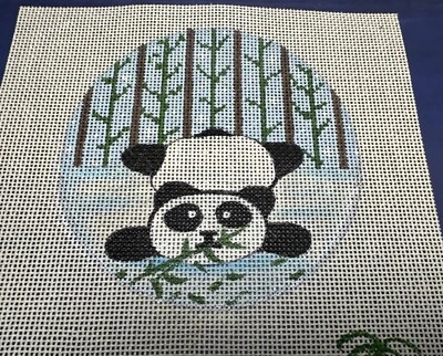 Hand painted Needlepoint Hungry Panda Coaster or ornament designs on 18mesh - Image 1 of 4
