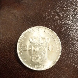 1944 Netherlands 2 1/2 Gulden 2.5G Silver Coin G50 - Picture 1 of 2