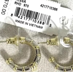Kendra Scott Gold Silver Mix Huggies Earrings NEW With Original Jewelry Pouch - Picture 1 of 8