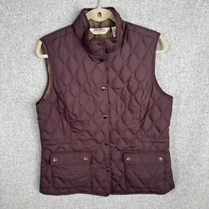 Eddie Bauer Large Goose Down Quilted Vest Womens Snap Purple Eggplant Sleeveless - Picture 1 of 13