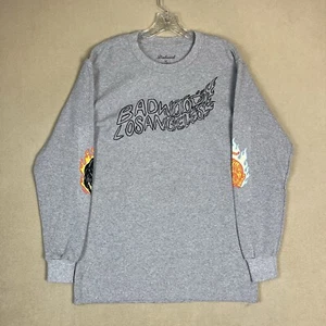 Badwood Sweatshirt Mens Medium Gray Tiger and Panther Print Long Sleeve Thermal - Picture 1 of 12