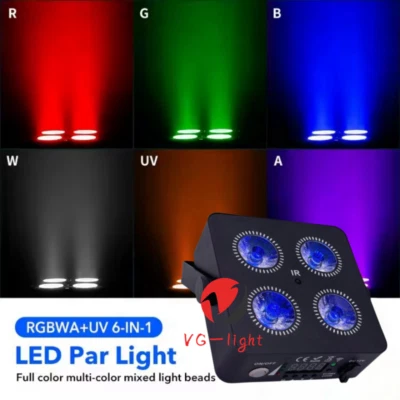 RGBWA UV 4X18W Freedom DJ Uplights Wireless DMX Battery Uplightings Wifi LED Par - Image 1 of 4