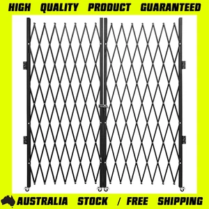 Double Folding Security Gate Folding Door Gate 5.1' H x 10.2' W Scissor Gate - Picture 1 of 13