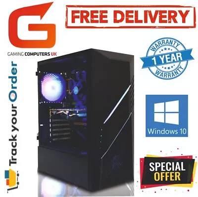 Gaming PC COMPUTER Core i7 16GB 480GB + 2TB RTX 3050 Win10 FREE DELIVERY - Image 1 of 4