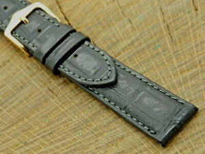 Vintage NOS Unused 18mm Hirsch Duke Black Leather w Gold Tone Buckle Watch Band - Picture 1 of 4