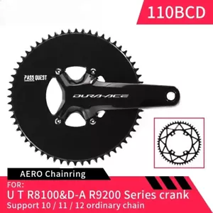 110mm BCD Chainweel 46T-58T Chainring R110-DU Fixed/Hollowed R92-810 Aero Style - Picture 1 of 46