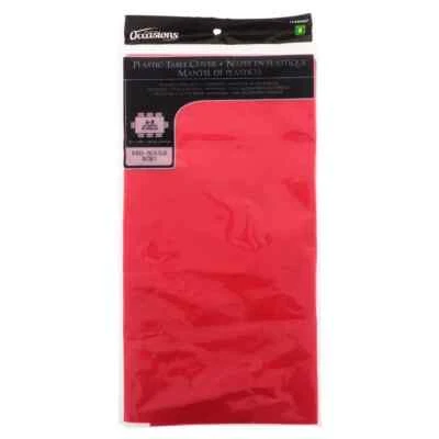 Rectangular Red Plastic Tablecloth 54" x 108"   FREE SHIPPING - Image 1 of 2