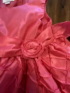 Marmellata Pink Fit Flare Girls Dress 12 mo Diamond Stitch Pink Rose Accent Tie - Picture 1 of 8
