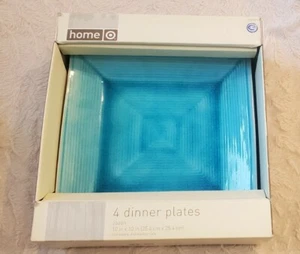 ZAZEN TURQUOISE AQUA Target Home 3 Square Dinner Plates 10 x 10 inch New in BOX - Picture 1 of 11